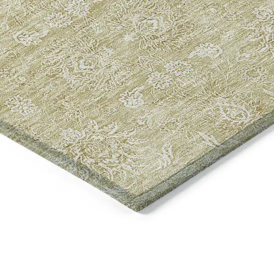 Beige Tan And Ivory Floral Washable Indoor Outdoor Area Rug Photo 3