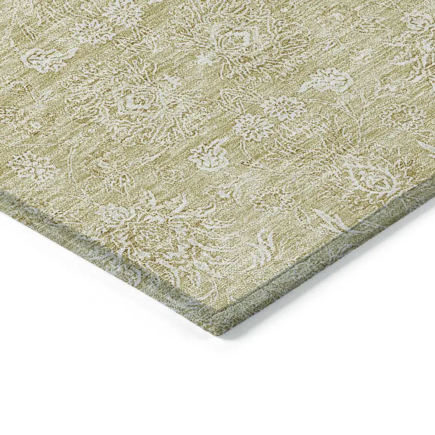 Beige Tan And Ivory Floral Washable Indoor Outdoor Area Rug Photo 3