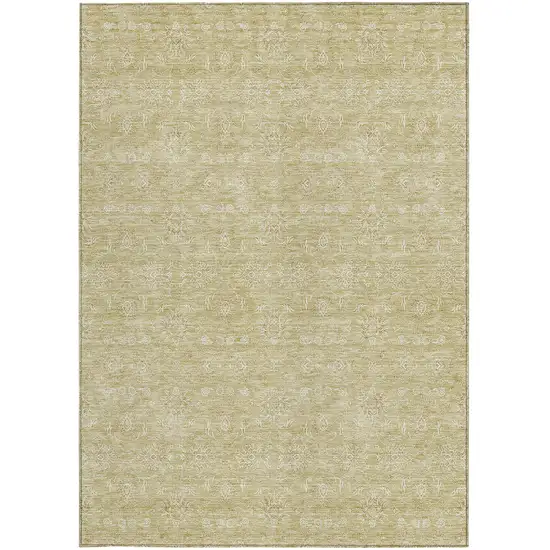 Beige Tan And Ivory Floral Washable Indoor Outdoor Area Rug Photo 5