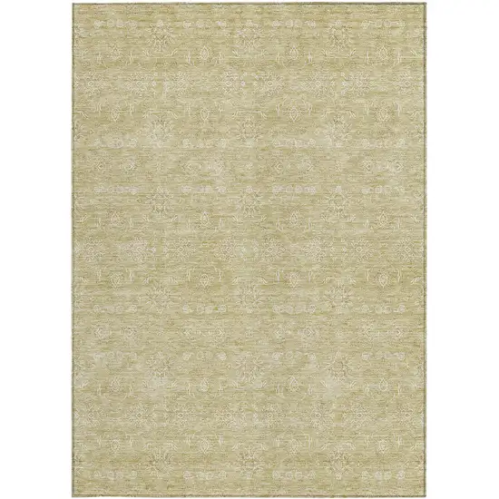 Beige Tan And Ivory Floral Washable Indoor Outdoor Area Rug Photo 5