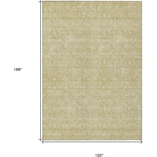 Beige Tan And Ivory Floral Washable Indoor Outdoor Area Rug Photo 3