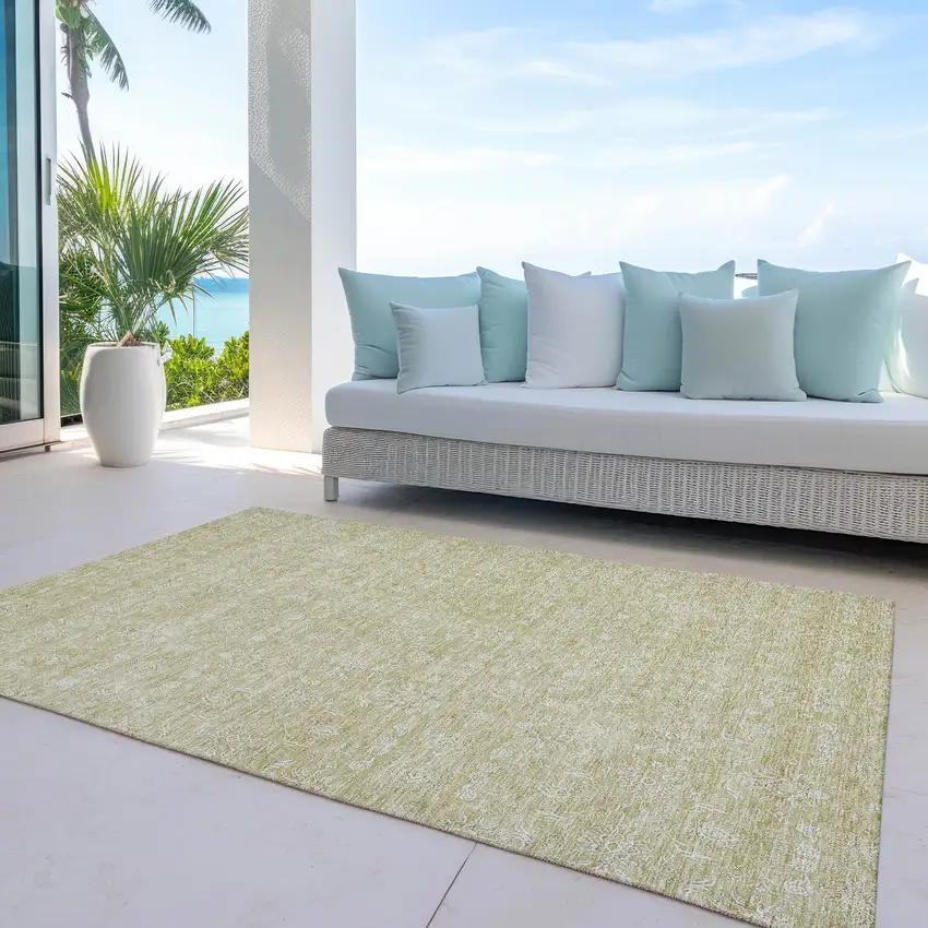 Beige Tan And Ivory Floral Washable Indoor Outdoor Area Rug Photo 9
