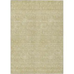 Photo of Beige Tan And Ivory Floral Washable Indoor Outdoor Area Rug
