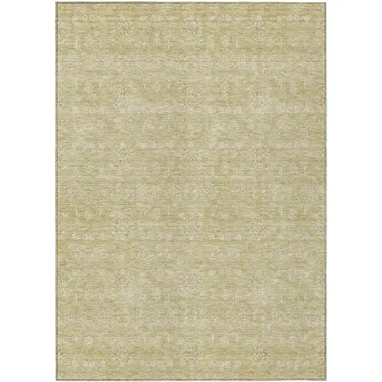 Beige Tan And Ivory Floral Washable Indoor Outdoor Area Rug Photo 1