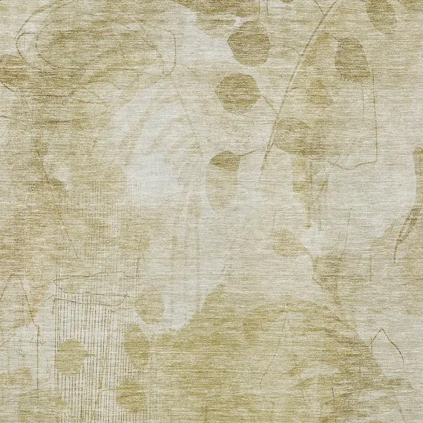 Beige Tan And Ivory Floral Washable Indoor Outdoor Area Rug Photo 6