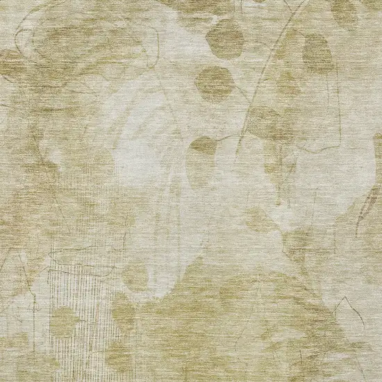 Beige Tan And Ivory Floral Washable Indoor Outdoor Area Rug Photo 6