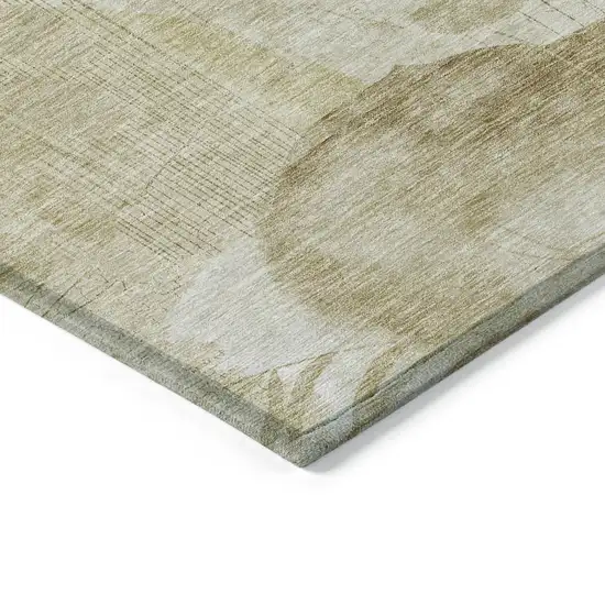 Beige Tan And Ivory Floral Washable Indoor Outdoor Area Rug Photo 5