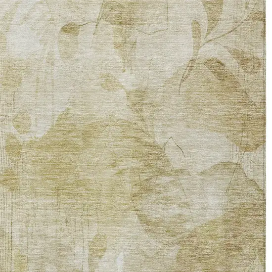 Beige Tan And Ivory Floral Washable Indoor Outdoor Area Rug Photo 6