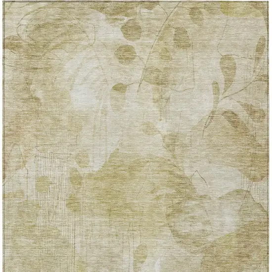Beige Tan And Ivory Floral Washable Indoor Outdoor Area Rug Photo 7