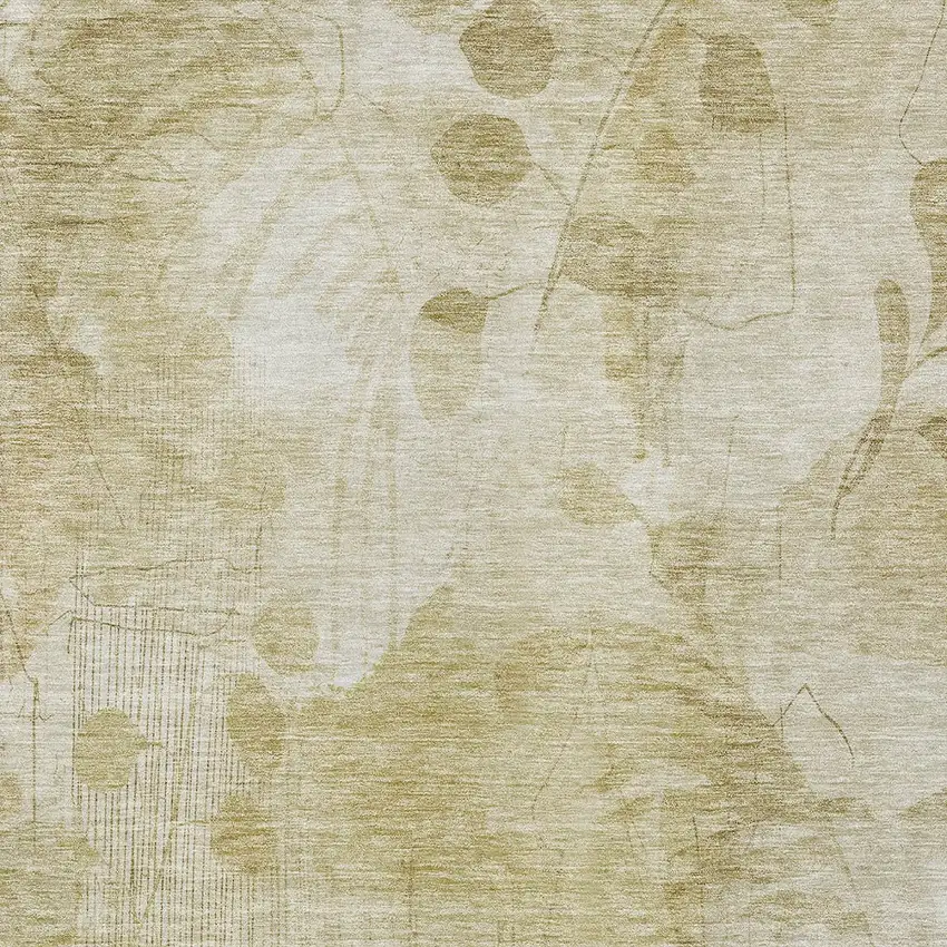 Beige Tan And Ivory Floral Washable Indoor Outdoor Area Rug Photo 6