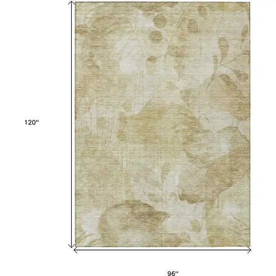 Beige Tan And Ivory Floral Washable Indoor Outdoor Area Rug Photo 3