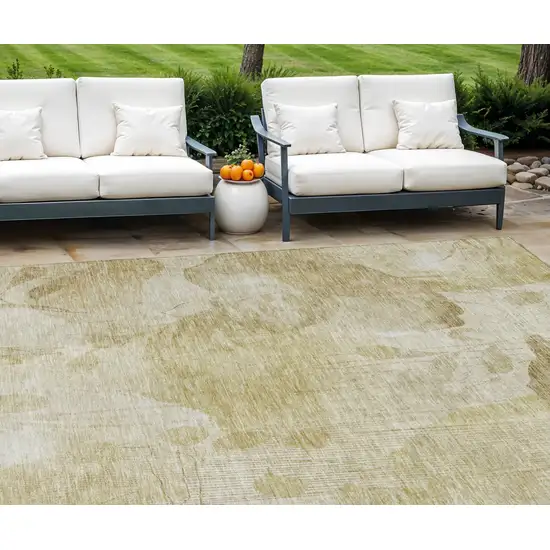 Beige Tan And Ivory Floral Washable Indoor Outdoor Area Rug Photo 1