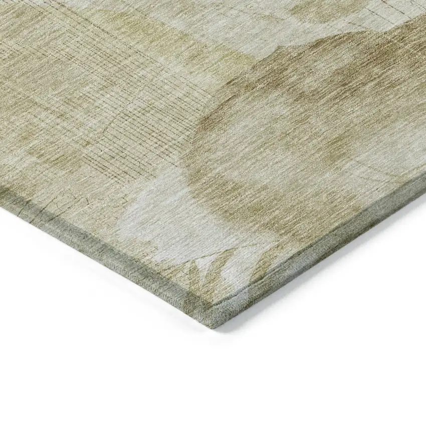 Beige Tan And Ivory Floral Washable Indoor Outdoor Area Rug Photo 5