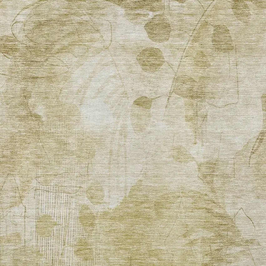 Beige Tan And Ivory Floral Washable Indoor Outdoor Area Rug Photo 6