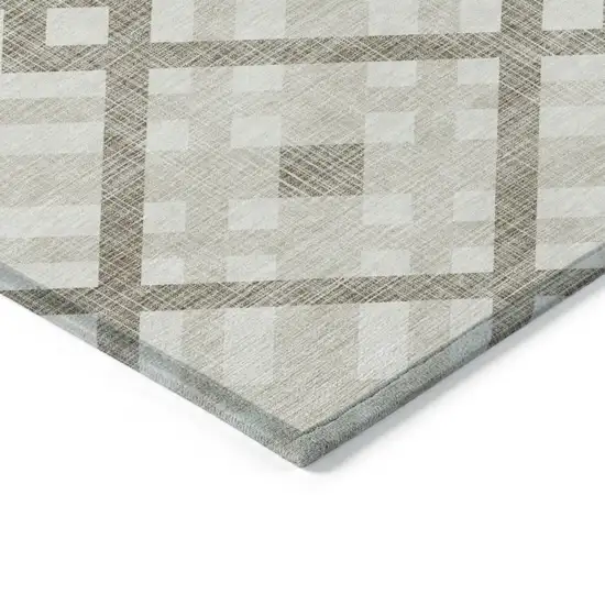 Beige Tan And Ivory Geometric Washable Indoor Outdoor Area Rug Photo 4