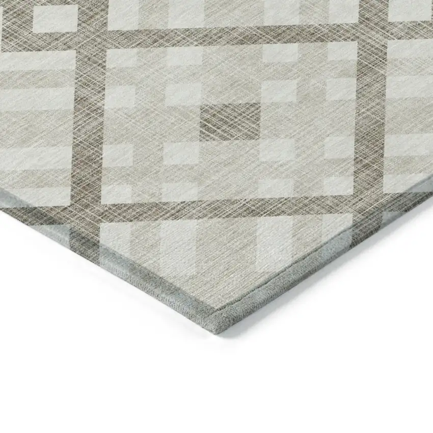 Beige Tan And Ivory Geometric Washable Indoor Outdoor Area Rug Photo 4