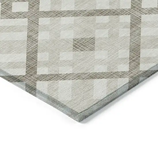 Beige Tan And Ivory Geometric Washable Indoor Outdoor Area Rug Photo 4