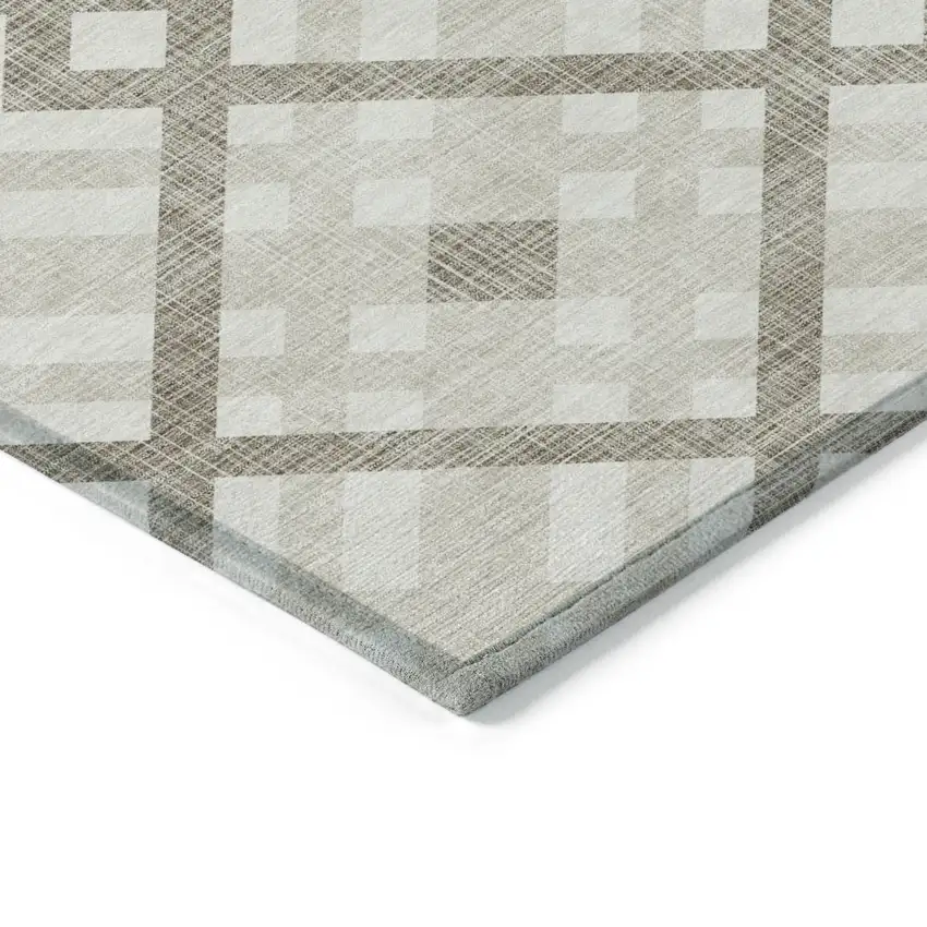 Beige Tan And Ivory Geometric Washable Indoor Outdoor Area Rug Photo 4