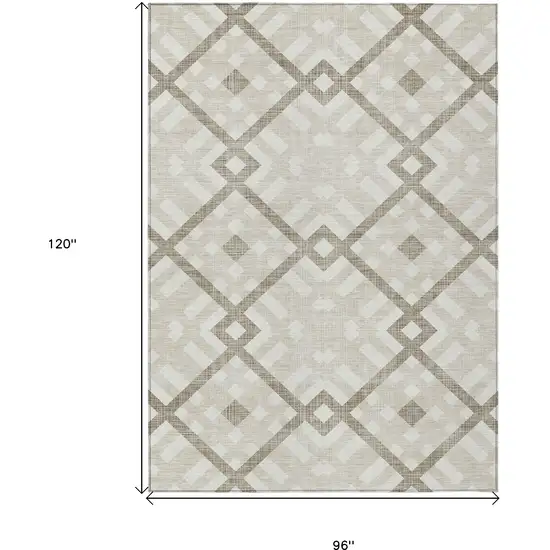 Beige Tan And Ivory Geometric Washable Indoor Outdoor Area Rug Photo 3