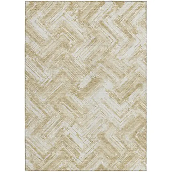 Beige Tan And Ivory Geometric Washable Indoor Outdoor Area Rug Photo 6