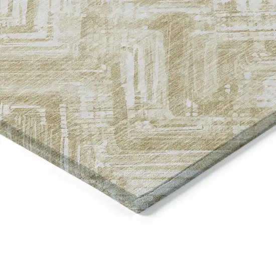 Beige Tan And Ivory Geometric Washable Indoor Outdoor Area Rug Photo 3
