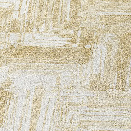 Beige Tan And Ivory Geometric Washable Indoor Outdoor Area Rug Photo 4
