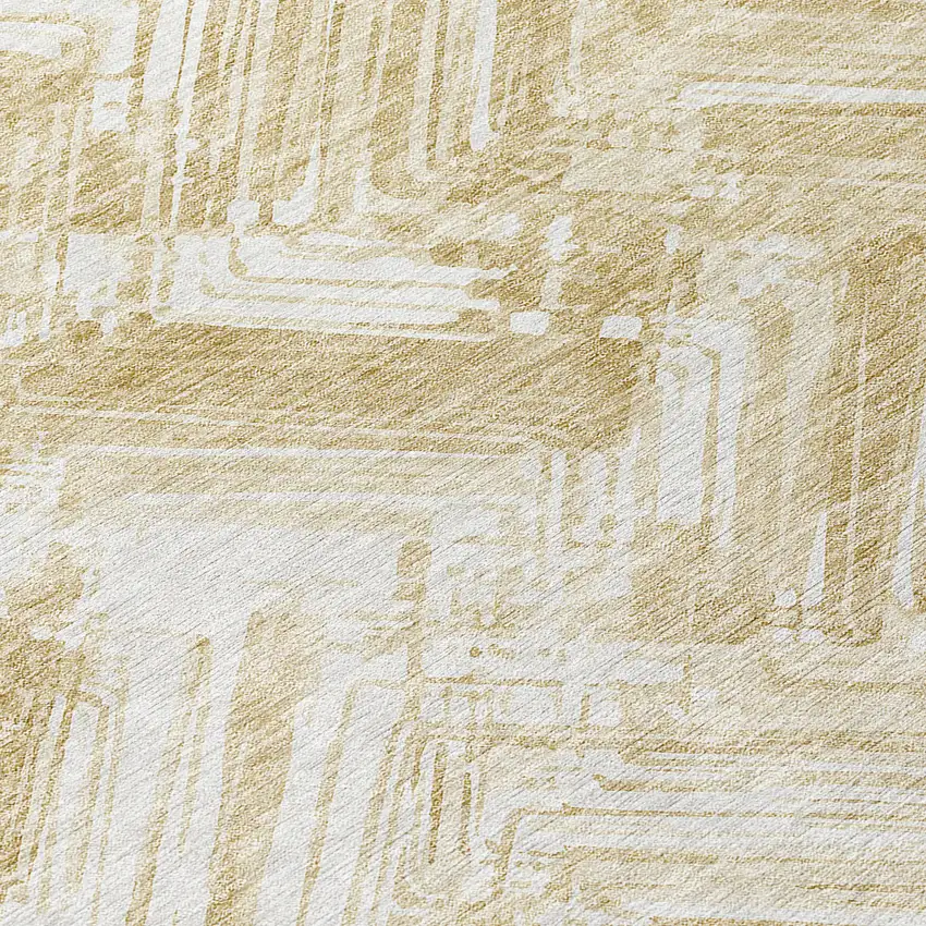 Beige Tan And Ivory Geometric Washable Indoor Outdoor Area Rug Photo 4