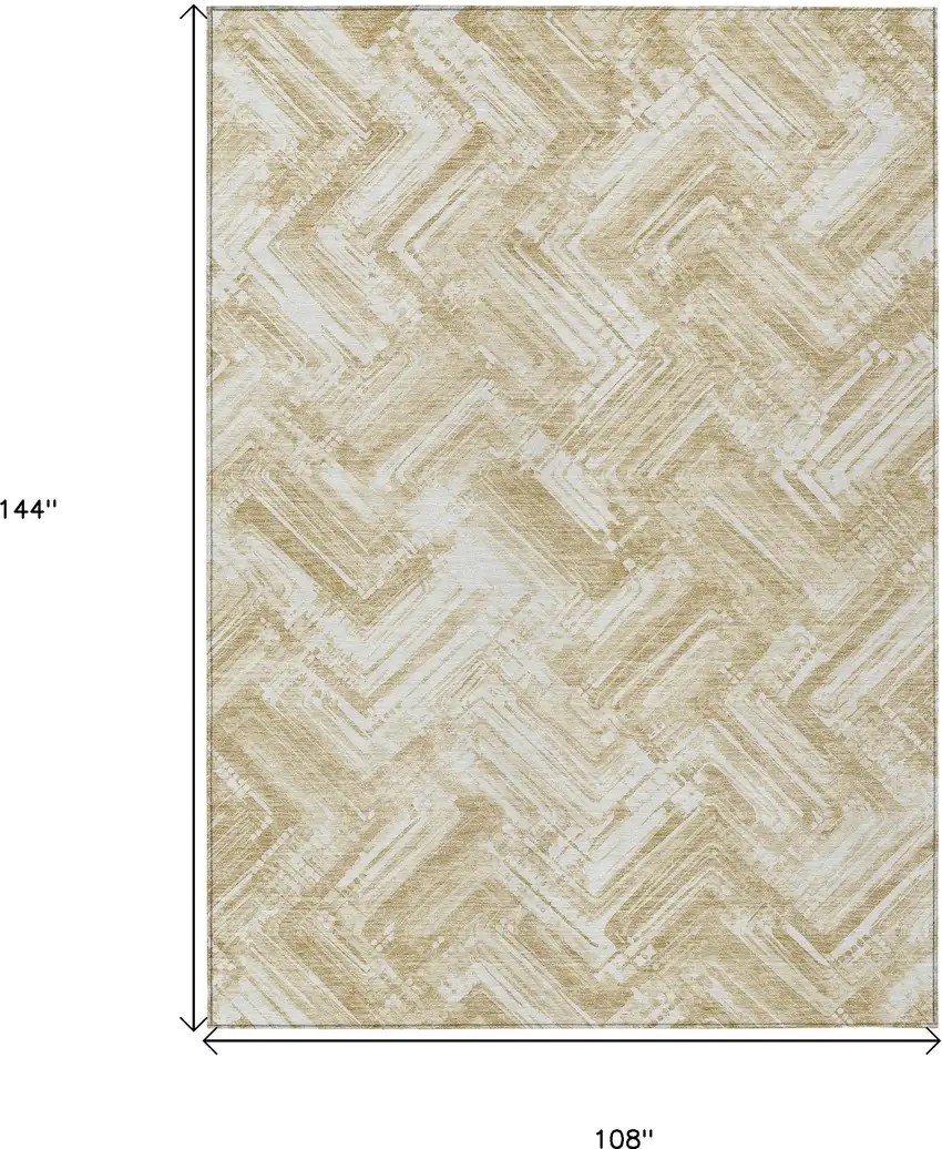 Beige Tan And Ivory Geometric Washable Indoor Outdoor Area Rug Photo 3