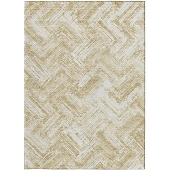 Beige Tan And Ivory Geometric Washable Indoor Outdoor Area Rug Photo 5