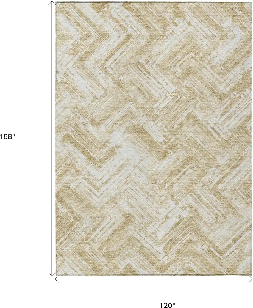 Beige Tan And Ivory Geometric Washable Indoor Outdoor Area Rug Photo 3