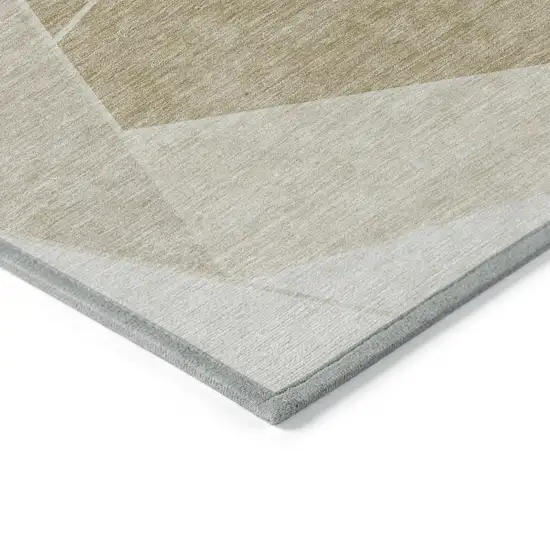 Beige Tan And Ivory Geometric Washable Indoor Outdoor Area Rug Photo 4