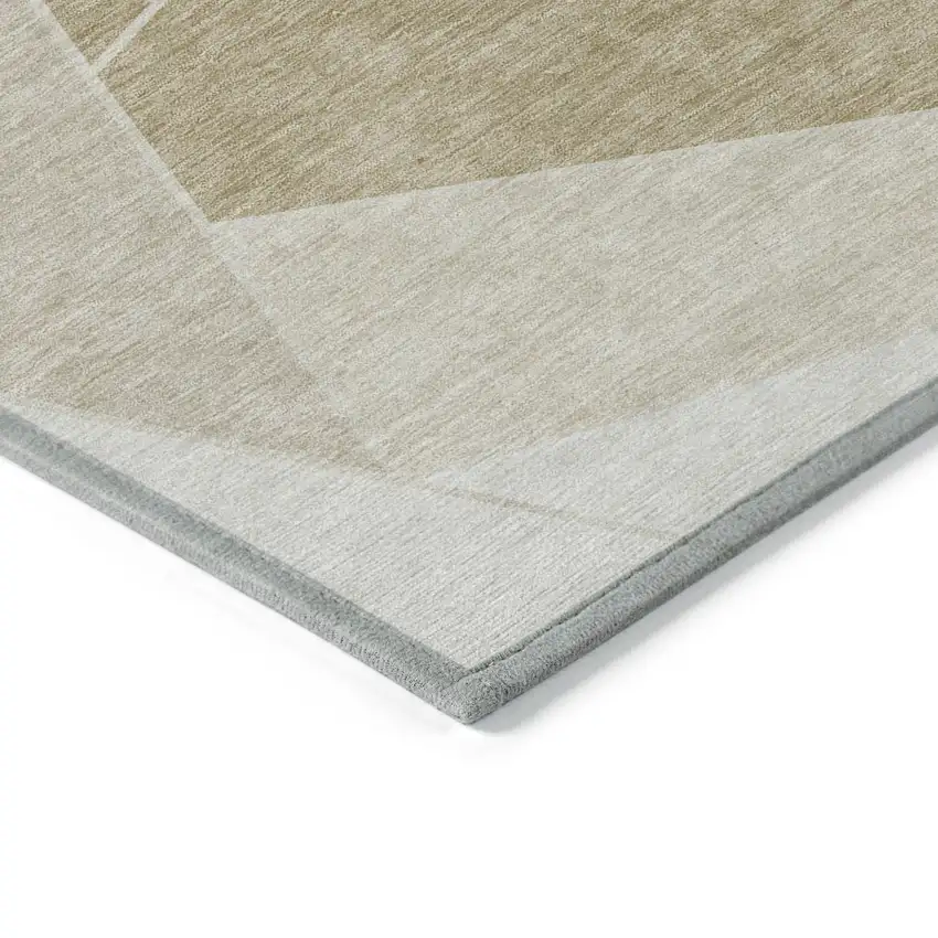 Beige Tan And Ivory Geometric Washable Indoor Outdoor Area Rug Photo 4