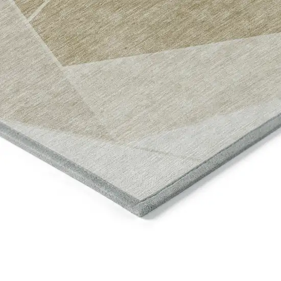 Beige Tan And Ivory Geometric Washable Indoor Outdoor Area Rug Photo 4