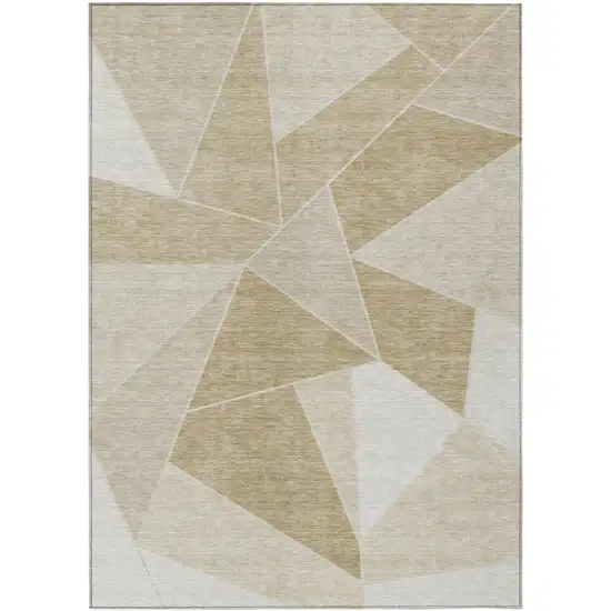 Beige Tan And Ivory Geometric Washable Indoor Outdoor Area Rug Photo 2