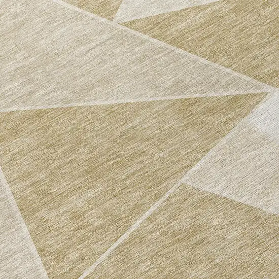 Beige Tan And Ivory Geometric Washable Indoor Outdoor Area Rug Photo 5
