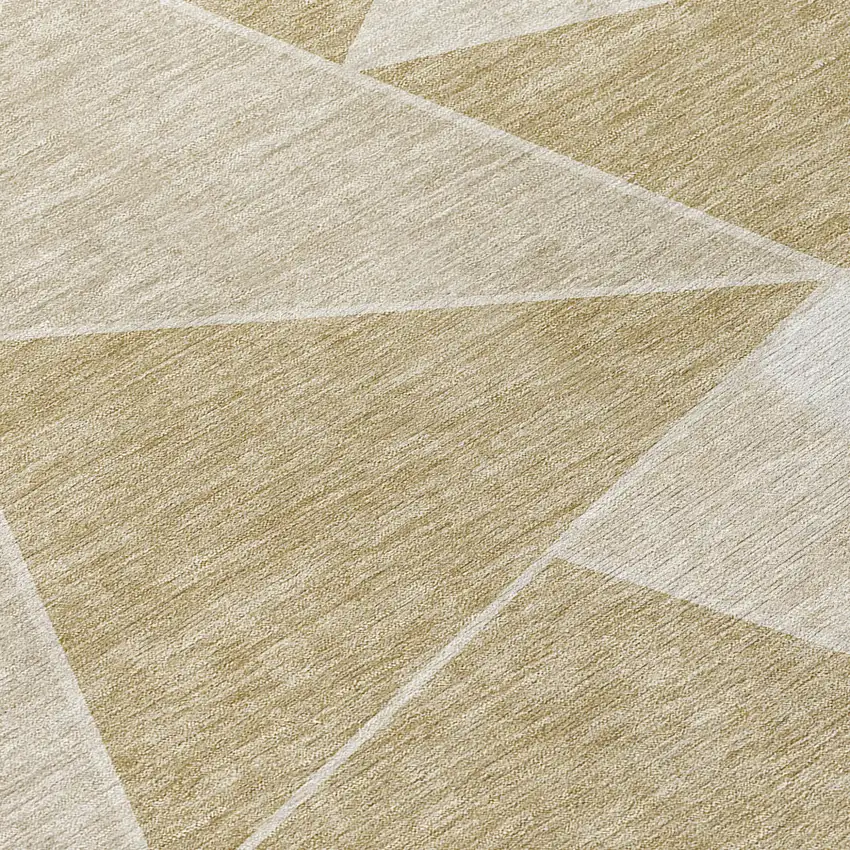 Beige Tan And Ivory Geometric Washable Indoor Outdoor Area Rug Photo 5