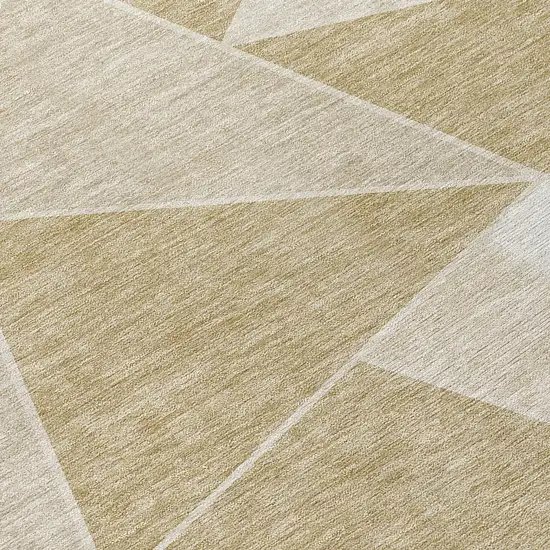 Beige Tan And Ivory Geometric Washable Indoor Outdoor Area Rug Photo 5