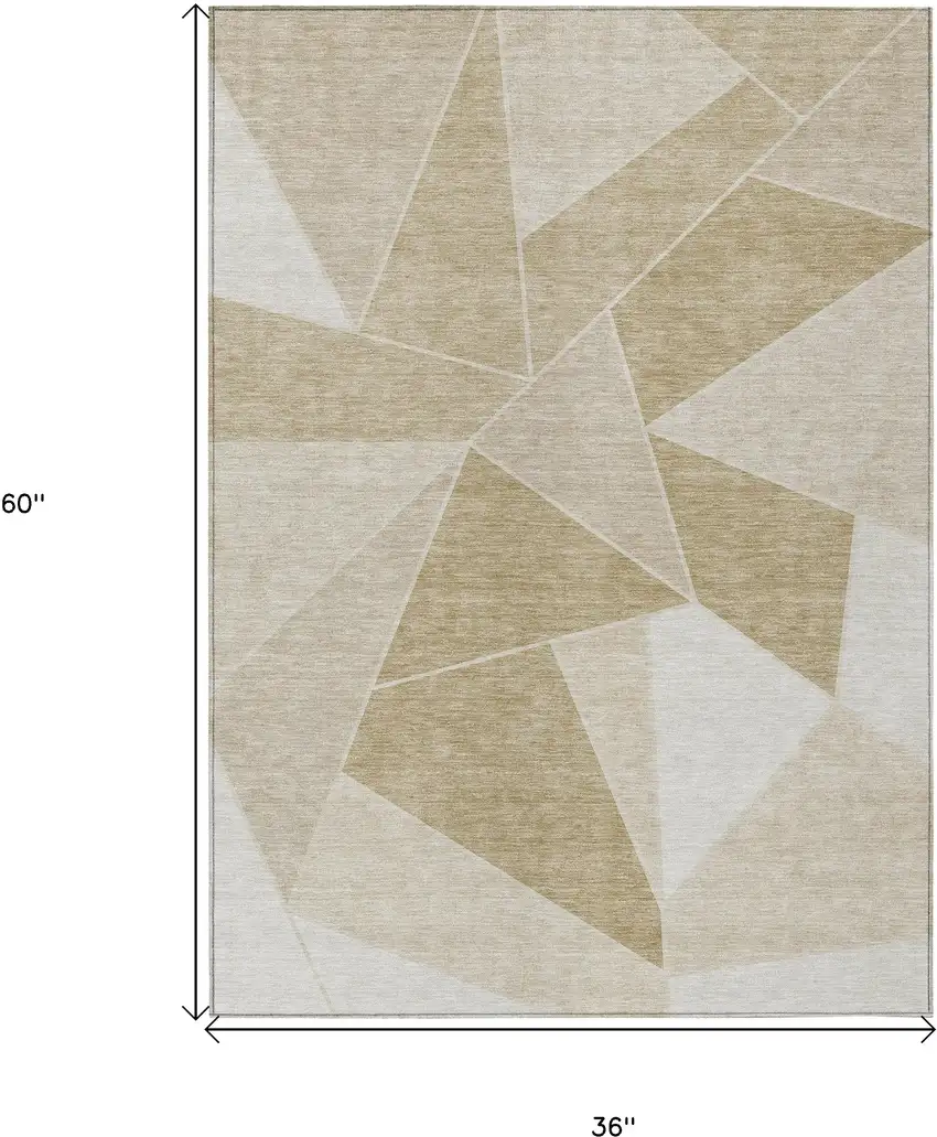 Beige Tan And Ivory Geometric Washable Indoor Outdoor Area Rug Photo 3