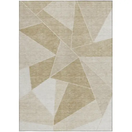 Beige Tan And Ivory Geometric Washable Indoor Outdoor Area Rug Photo 7