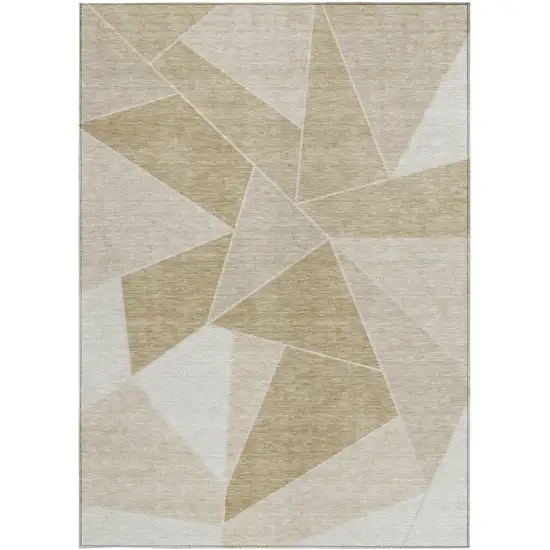 Beige Tan And Ivory Geometric Washable Indoor Outdoor Area Rug Photo 7
