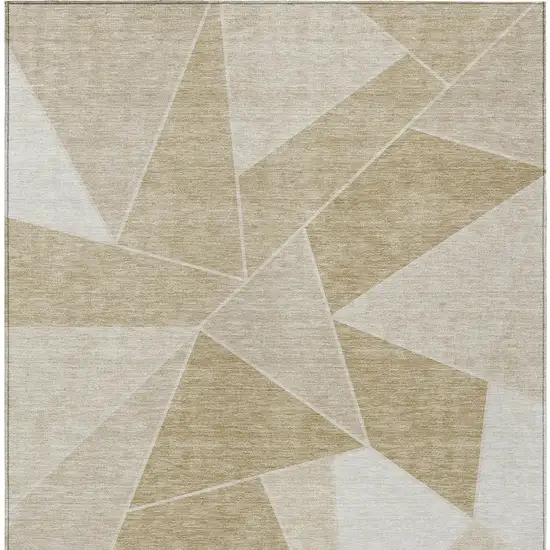 Beige Tan And Ivory Geometric Washable Indoor Outdoor Area Rug Photo 6