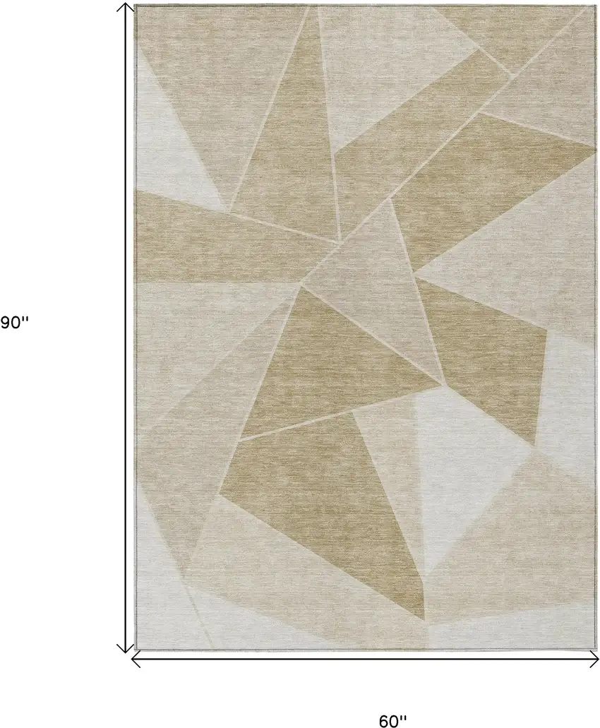 Beige Tan And Ivory Geometric Washable Indoor Outdoor Area Rug Photo 3