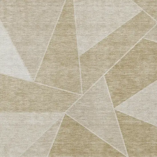 Beige Tan And Ivory Geometric Washable Indoor Outdoor Area Rug Photo 5