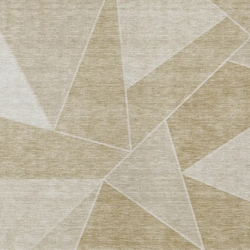 Beige Tan And Ivory Geometric Washable Indoor Outdoor Area Rug Photo 5
