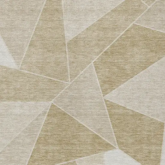 Beige Tan And Ivory Geometric Washable Indoor Outdoor Area Rug Photo 5