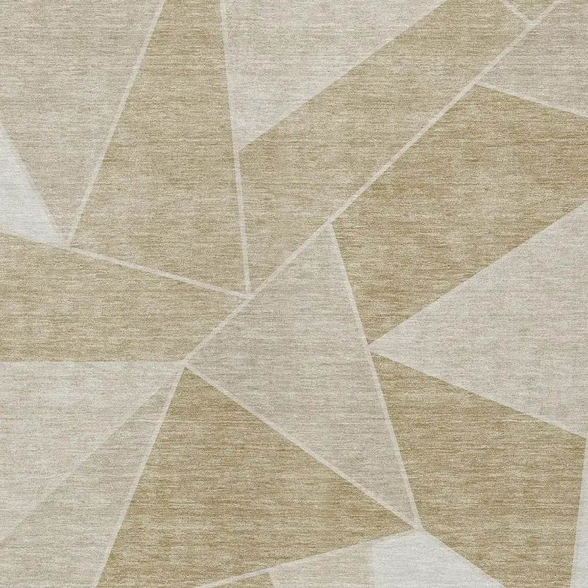Beige Tan And Ivory Geometric Washable Indoor Outdoor Area Rug Photo 5