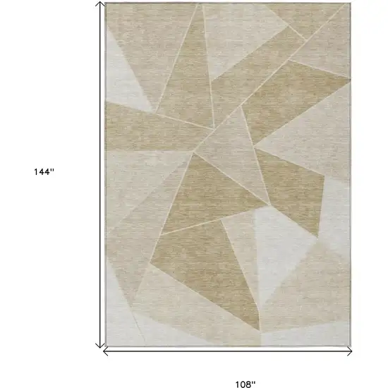 Beige Tan And Ivory Geometric Washable Indoor Outdoor Area Rug Photo 3