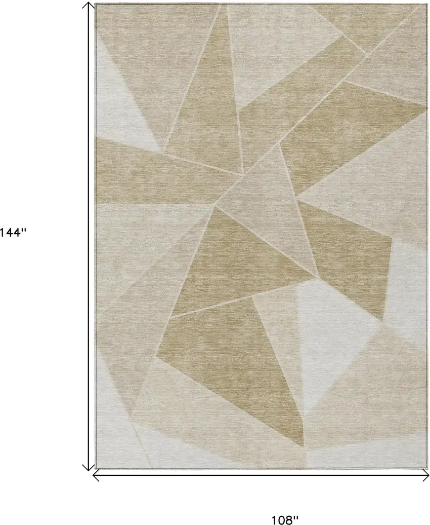 Beige Tan And Ivory Geometric Washable Indoor Outdoor Area Rug Photo 3