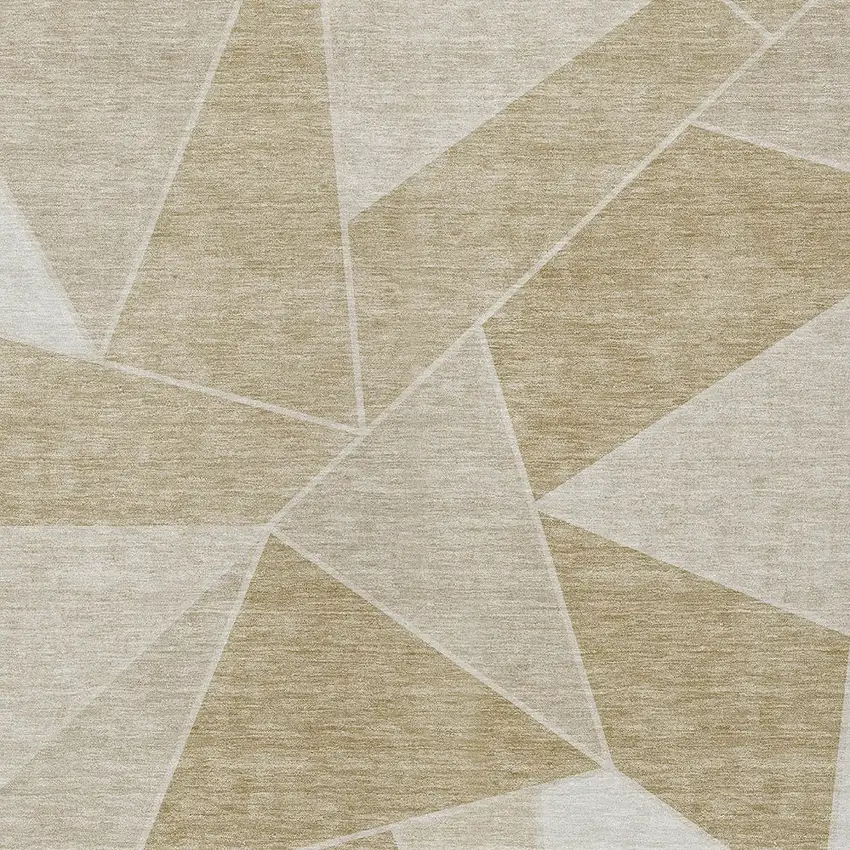 Beige Tan And Ivory Geometric Washable Indoor Outdoor Area Rug Photo 5