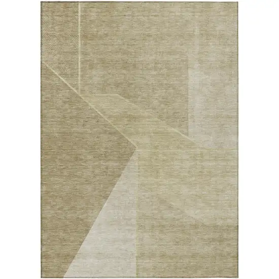 Beige Tan And Ivory Geometric Washable Indoor Outdoor Area Rug Photo 1